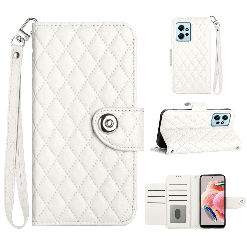 YB Imprinting Series-8 for Xiaomi Redmi Note 12 4G Case Leather Phone Wallet Cover with Hand Strap