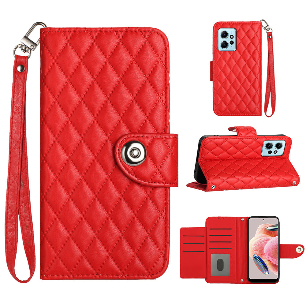 YB Imprinting Series-8 for Xiaomi Redmi Note 12 4G Case Leather Phone Wallet Cover with Hand Strap