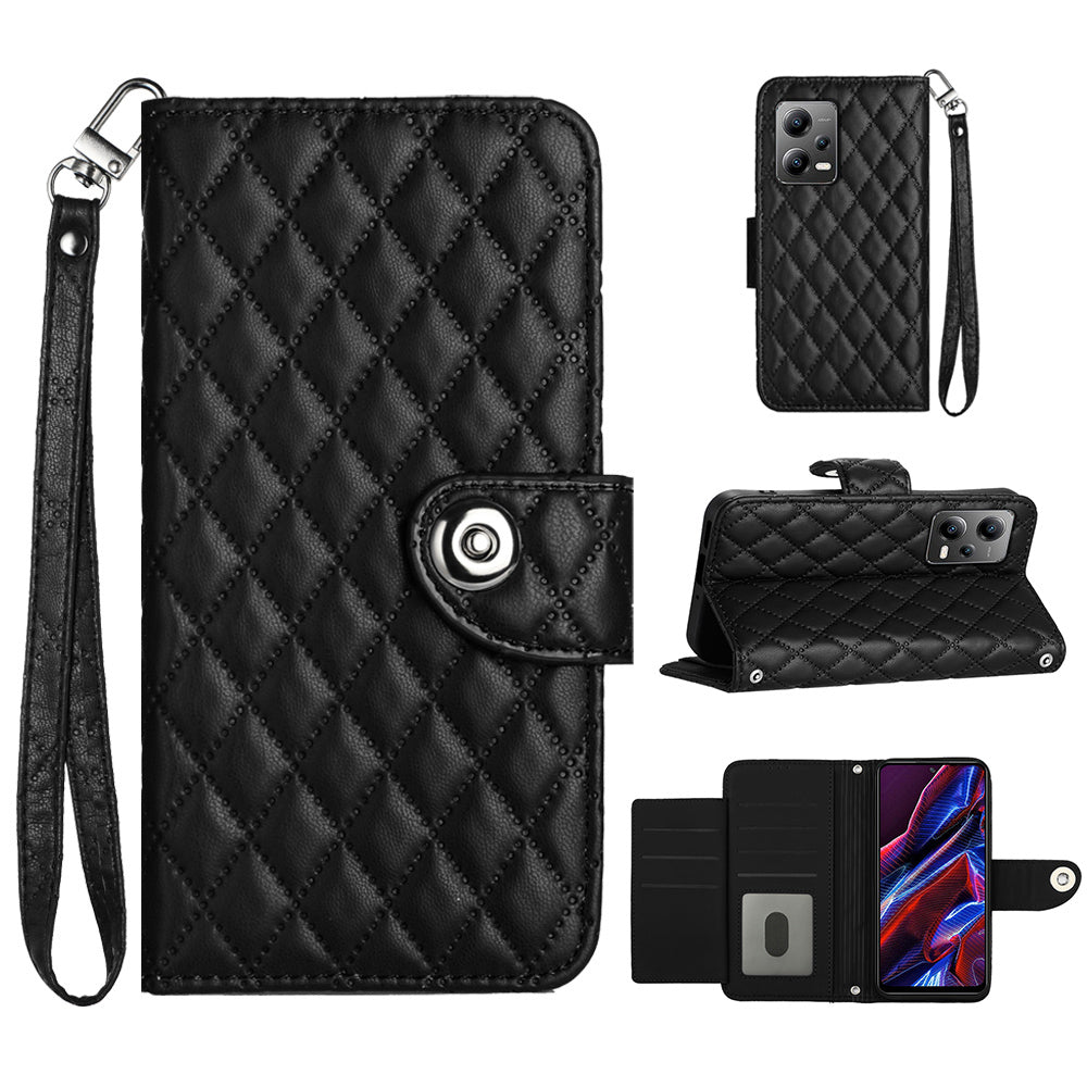 YB Imprinting Series-8 for Xiaomi Redmi Note 12 5G (Global) / Poco X5 5G Wallet Case Leather Anti-drop Phone Cover