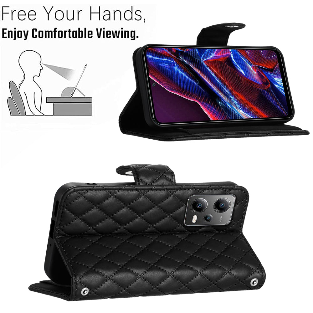 YB Imprinting Series-8 for Xiaomi Redmi Note 12 5G (Global) / Poco X5 5G Wallet Case Leather Anti-drop Phone Cover