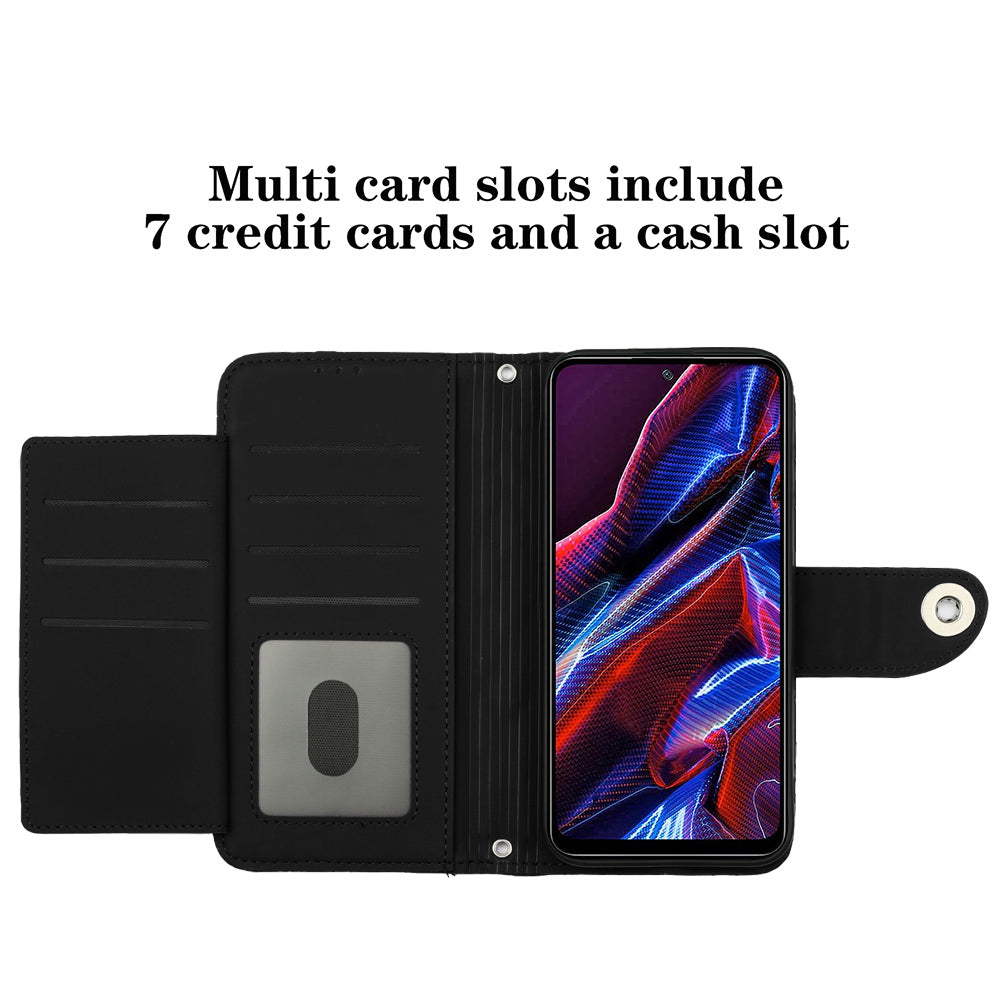 YB Imprinting Series-8 for Xiaomi Redmi Note 12 5G (Global) / Poco X5 5G Wallet Case Leather Anti-drop Phone Cover