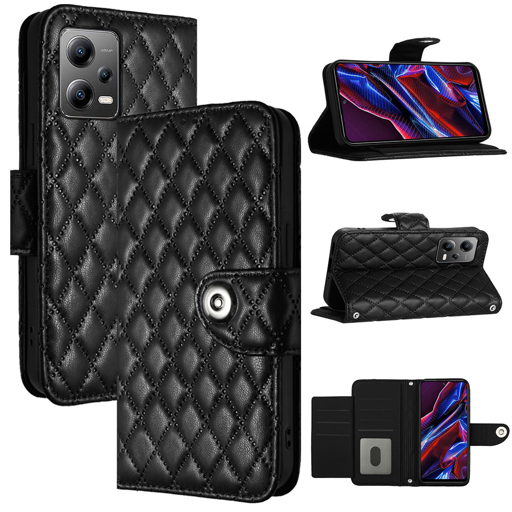 YB Imprinting Series-8 for Xiaomi Redmi Note 12 5G (Global) / Poco X5 5G Wallet Case Leather Anti-drop Phone Cover