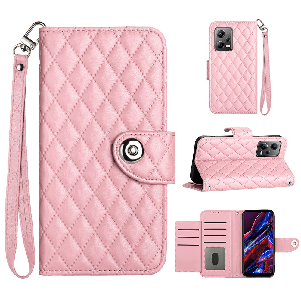 YB Imprinting Series-8 for Xiaomi Redmi Note 12 5G (Global) / Poco X5 5G Wallet Case Leather Anti-drop Phone Cover
