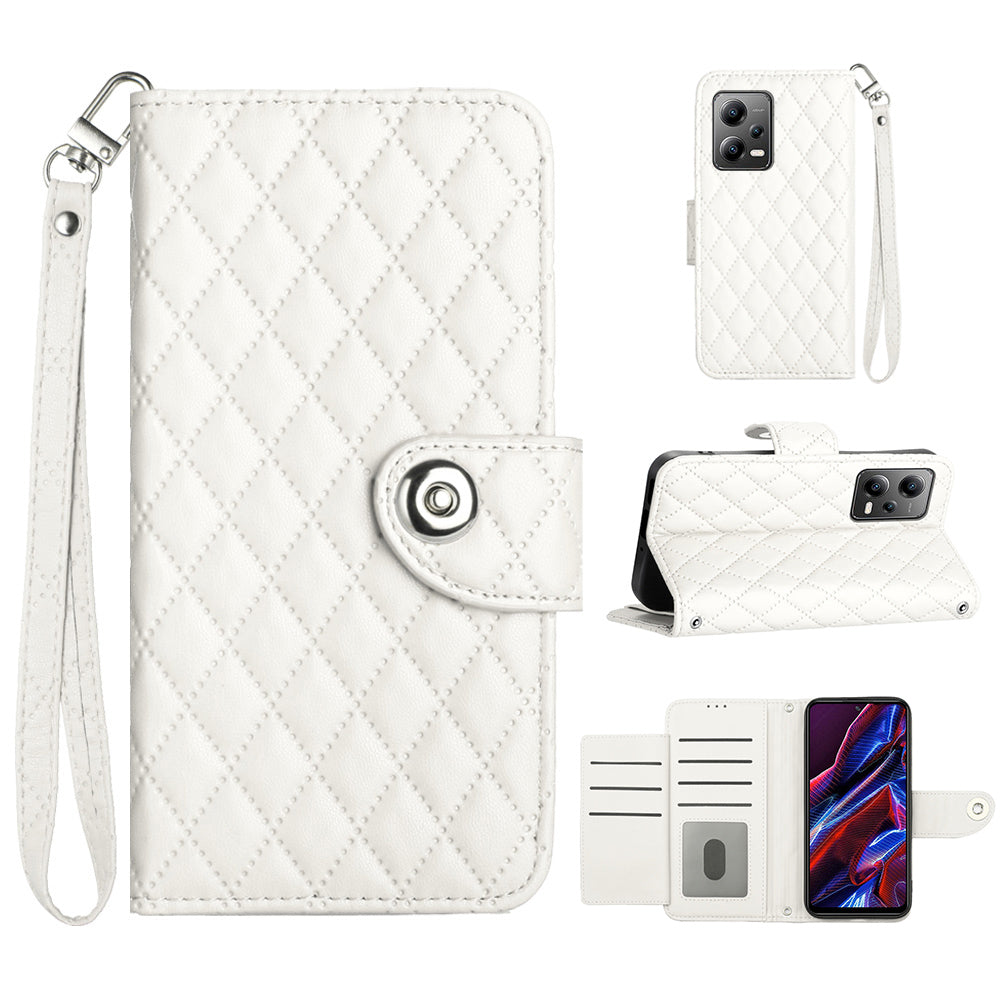 YB Imprinting Series-8 for Xiaomi Redmi Note 12 5G (Global) / Poco X5 5G Wallet Case Leather Anti-drop Phone Cover