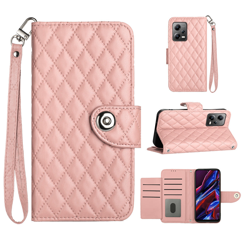 YB Imprinting Series-8 for Xiaomi Redmi Note 12 5G (Global) / Poco X5 5G Wallet Case Leather Anti-drop Phone Cover
