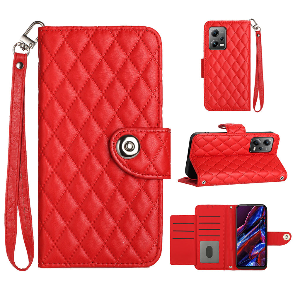 YB Imprinting Series-8 for Xiaomi Redmi Note 12 5G (Global) / Poco X5 5G Wallet Case Leather Anti-drop Phone Cover