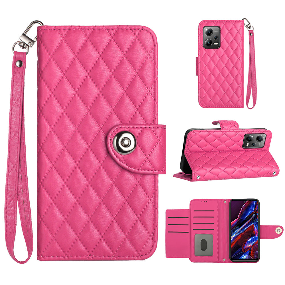 YB Imprinting Series-8 for Xiaomi Redmi Note 12 5G (Global) / Poco X5 5G Wallet Case Leather Anti-drop Phone Cover
