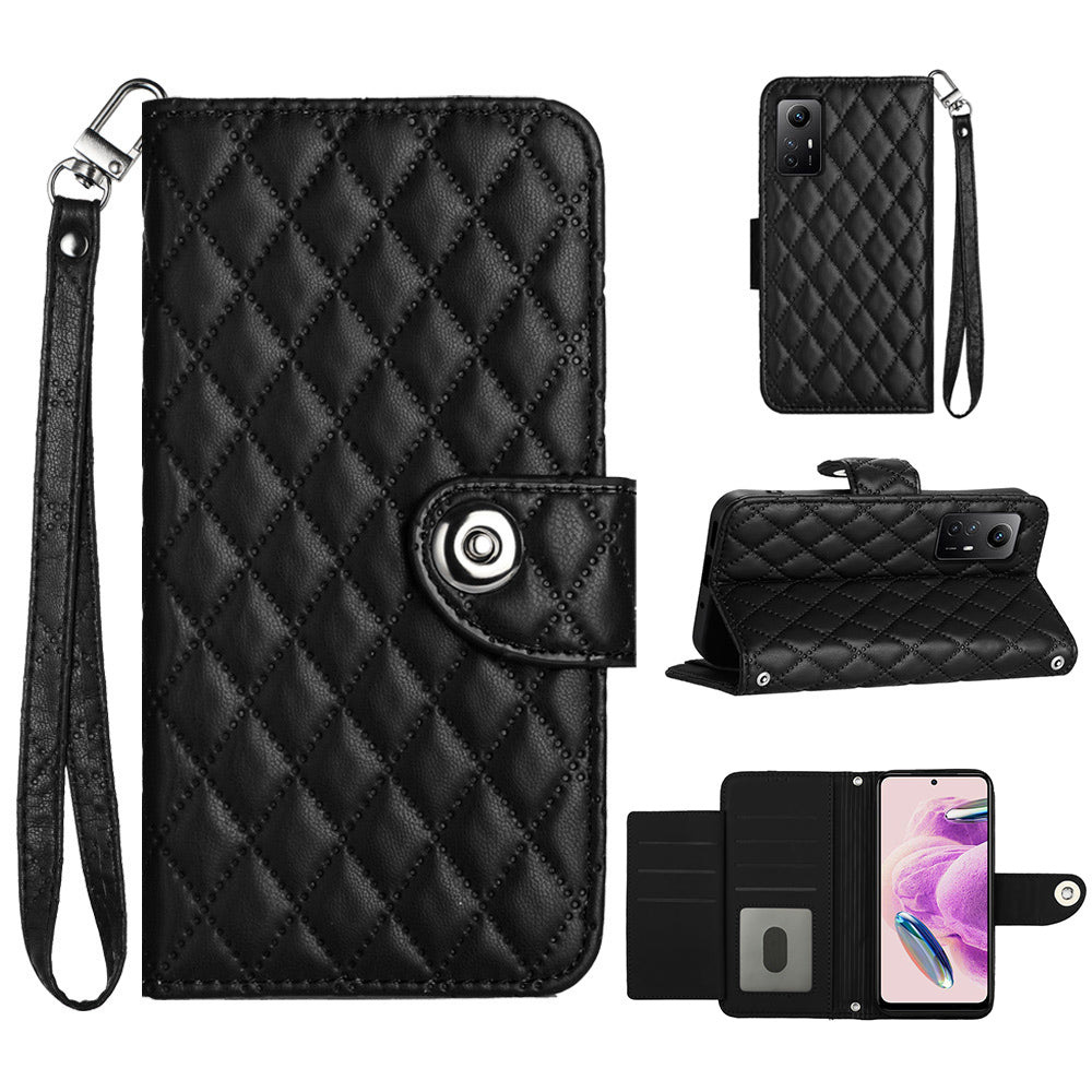 YB Imprinting Series-8 for Xiaomi Redmi Note 12S 4G Leather Case Rhombus 7 Card Slots Phone Cover