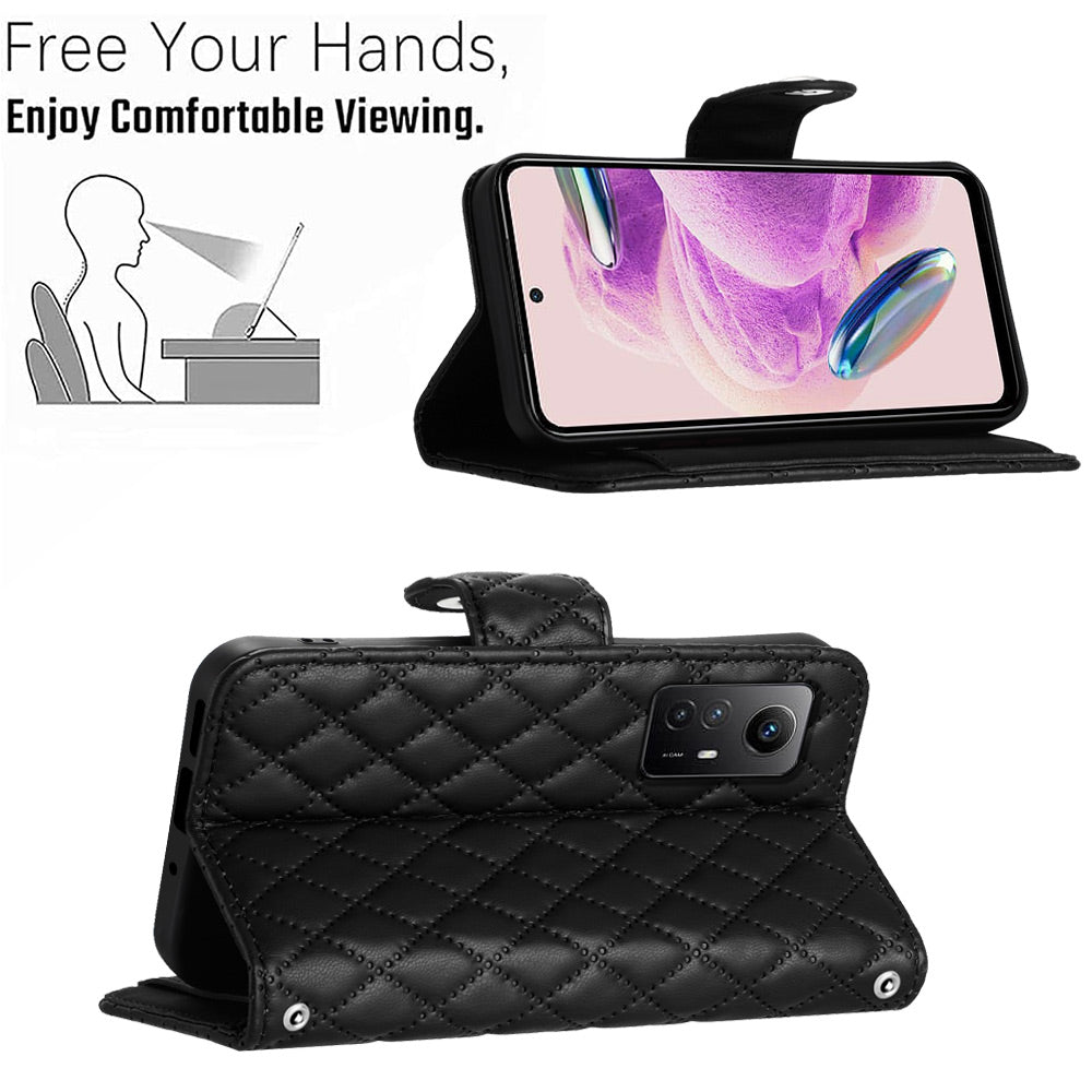 YB Imprinting Series-8 for Xiaomi Redmi Note 12S 4G Leather Case Rhombus 7 Card Slots Phone Cover