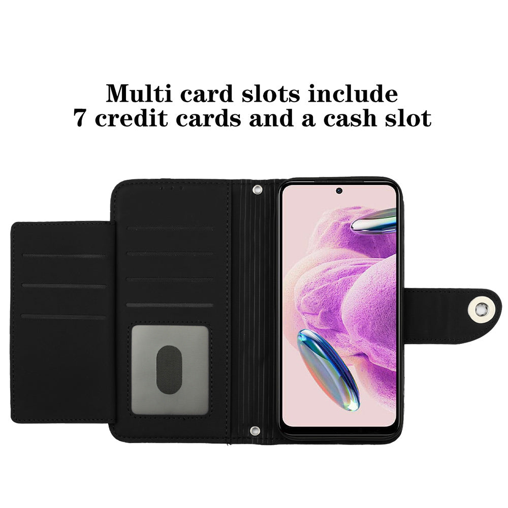 YB Imprinting Series-8 for Xiaomi Redmi Note 12S 4G Leather Case Rhombus 7 Card Slots Phone Cover