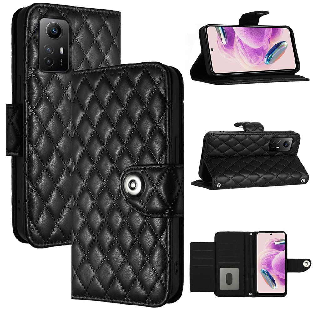 YB Imprinting Series-8 for Xiaomi Redmi Note 12S 4G Leather Case Rhombus 7 Card Slots Phone Cover