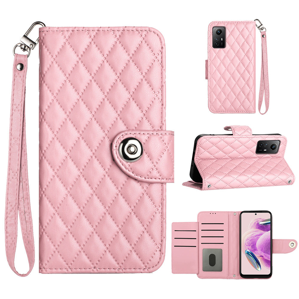 YB Imprinting Series-8 for Xiaomi Redmi Note 12S 4G Leather Case Rhombus 7 Card Slots Phone Cover