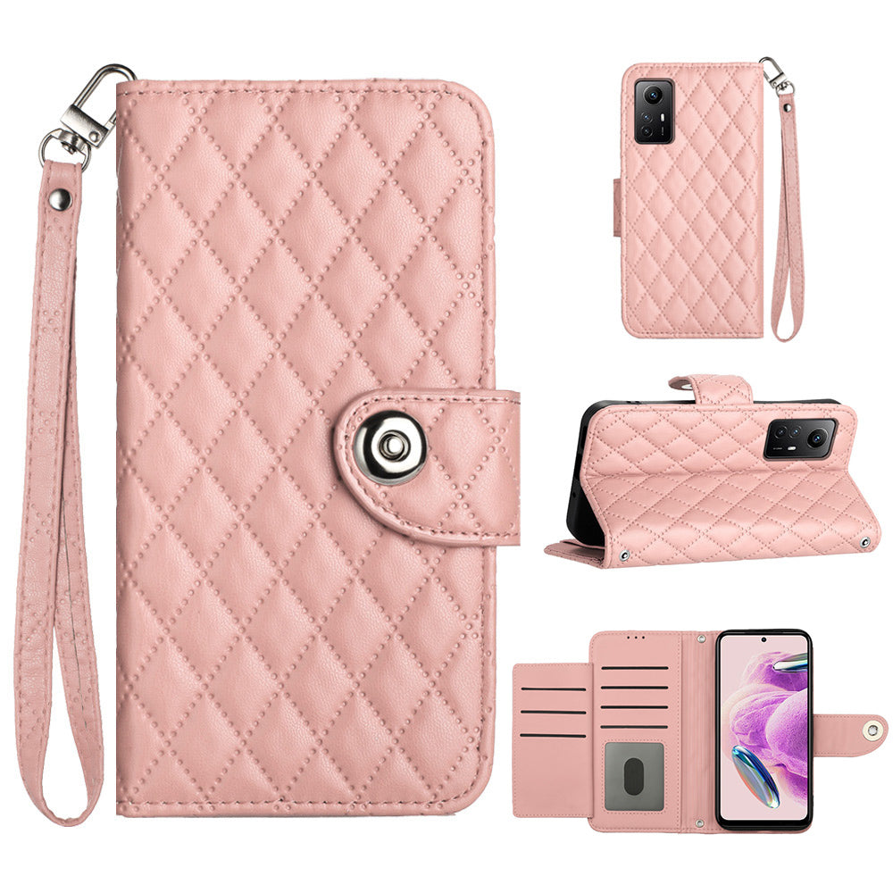 YB Imprinting Series-8 for Xiaomi Redmi Note 12S 4G Leather Case Rhombus 7 Card Slots Phone Cover