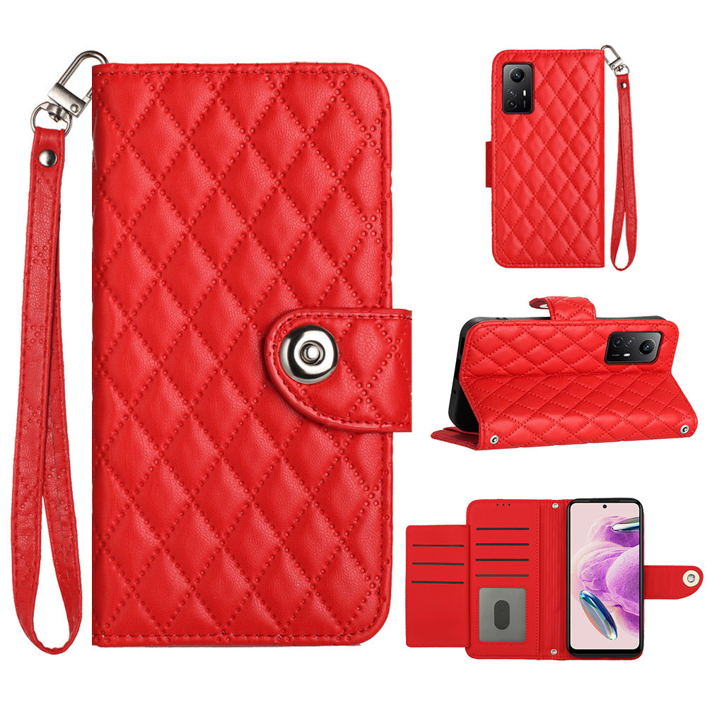 YB Imprinting Series-8 for Xiaomi Redmi Note 12S 4G Leather Case Rhombus 7 Card Slots Phone Cover
