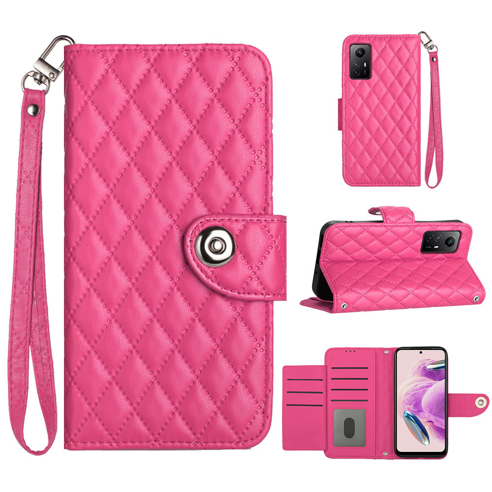 YB Imprinting Series-8 for Xiaomi Redmi Note 12S 4G Leather Case Rhombus 7 Card Slots Phone Cover
