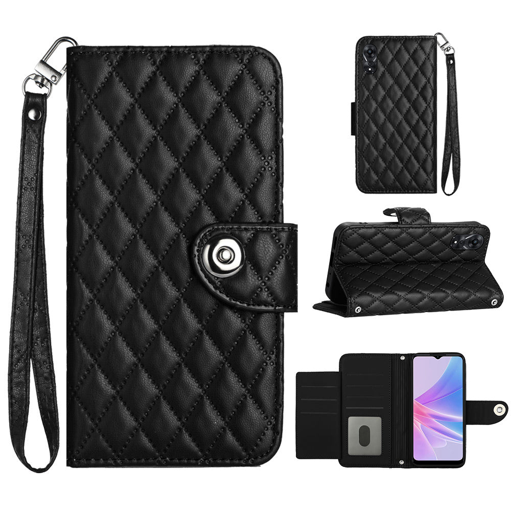 YB Imprinting Series-8 for Oppo A78 5G / A58 5G Magnetic Case Rhombus Leather Phone Stand Cover