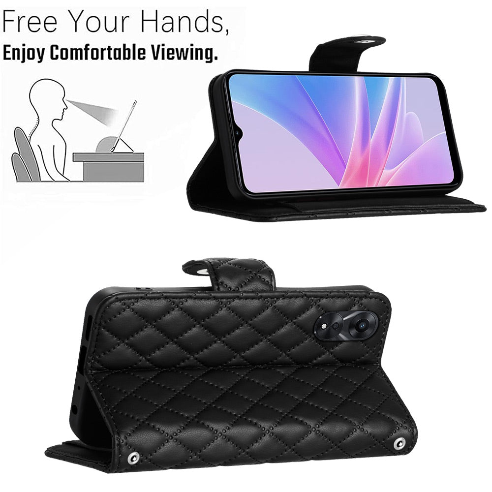 YB Imprinting Series-8 for Oppo A78 5G / A58 5G Magnetic Case Rhombus Leather Phone Stand Cover