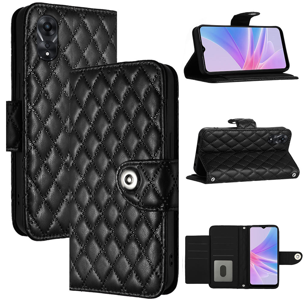 YB Imprinting Series-8 for Oppo A78 5G / A58 5G Magnetic Case Rhombus Leather Phone Stand Cover
