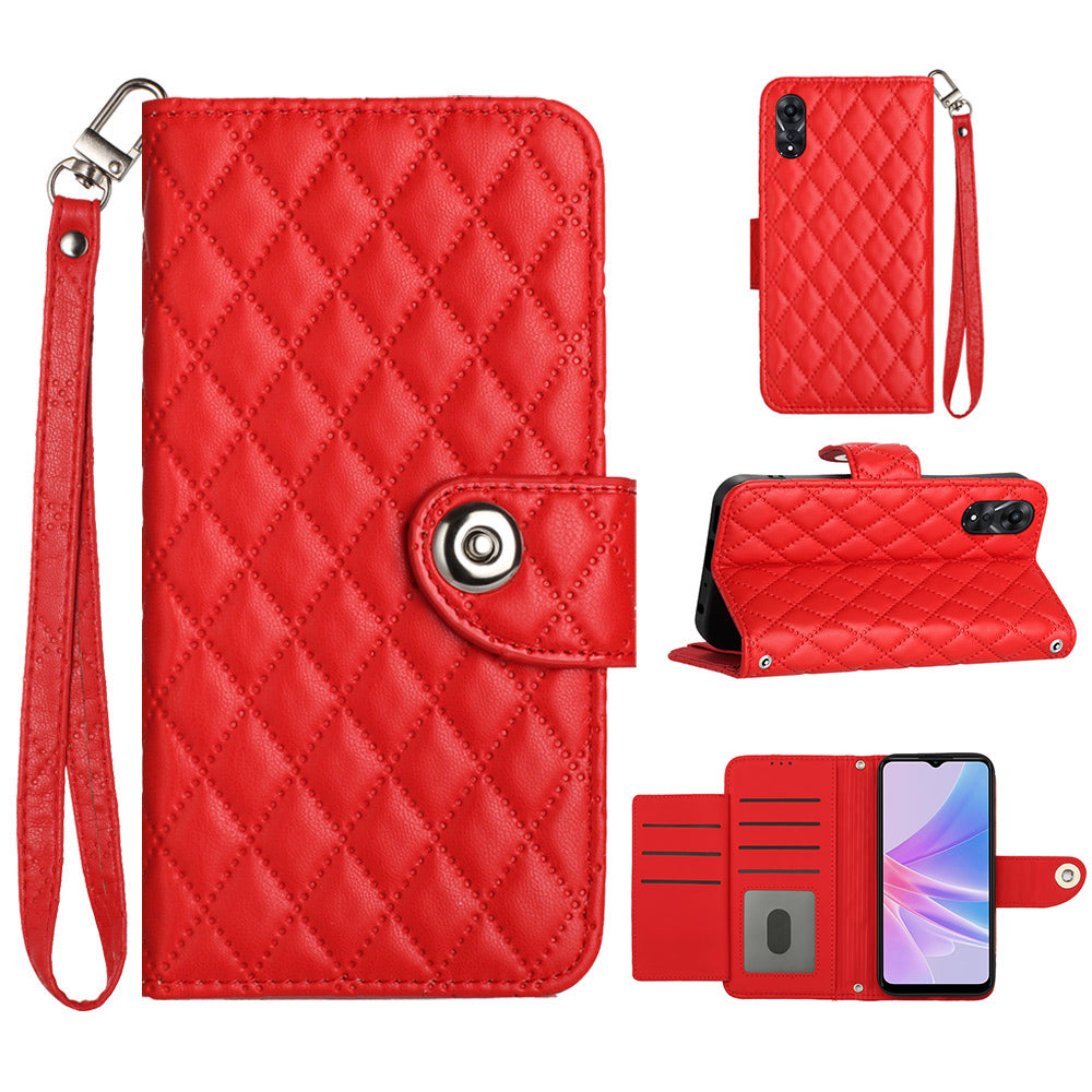 YB Imprinting Series-8 for Oppo A78 5G / A58 5G Magnetic Case Rhombus Leather Phone Stand Cover