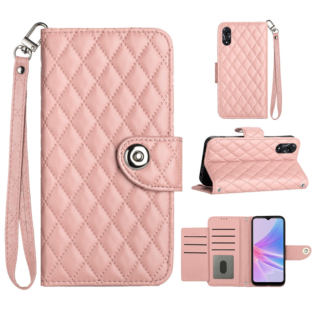 YB Imprinting Series-8 for Oppo A78 5G / A58 5G Magnetic Case Rhombus Leather Phone Stand Cover