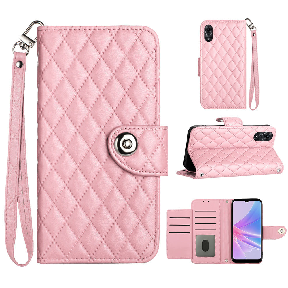 YB Imprinting Series-8 for Oppo A78 5G / A58 5G Magnetic Case Rhombus Leather Phone Stand Cover