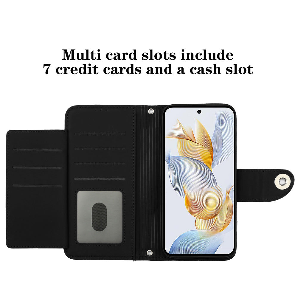 YB Imprinting Series-8 for Honor 90 Case Rhombus Imprinted 7 Card Slots Phone Protector