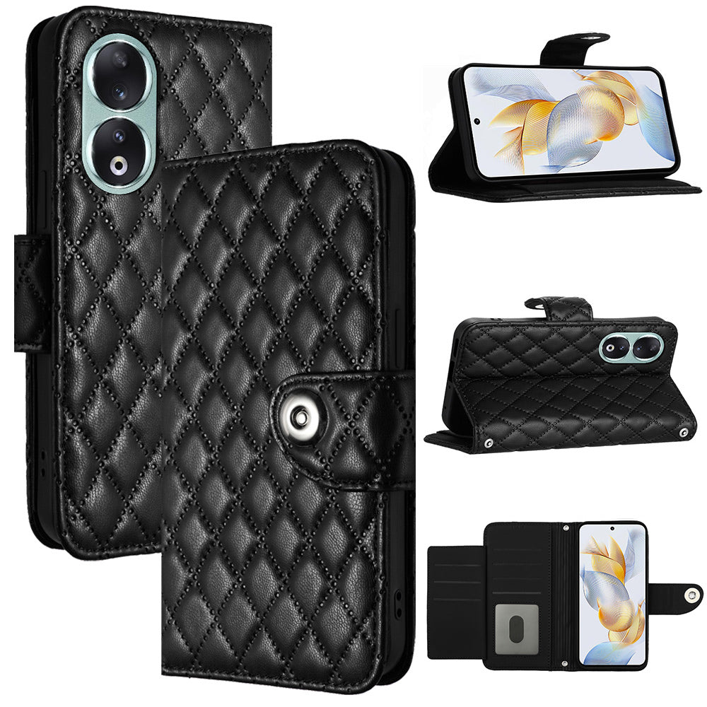 YB Imprinting Series-8 for Honor 90 Case Rhombus Imprinted 7 Card Slots Phone Protector