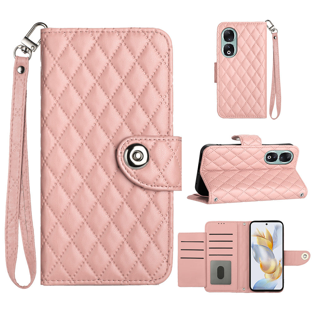 YB Imprinting Series-8 for Honor 90 Case Rhombus Imprinted 7 Card Slots Phone Protector