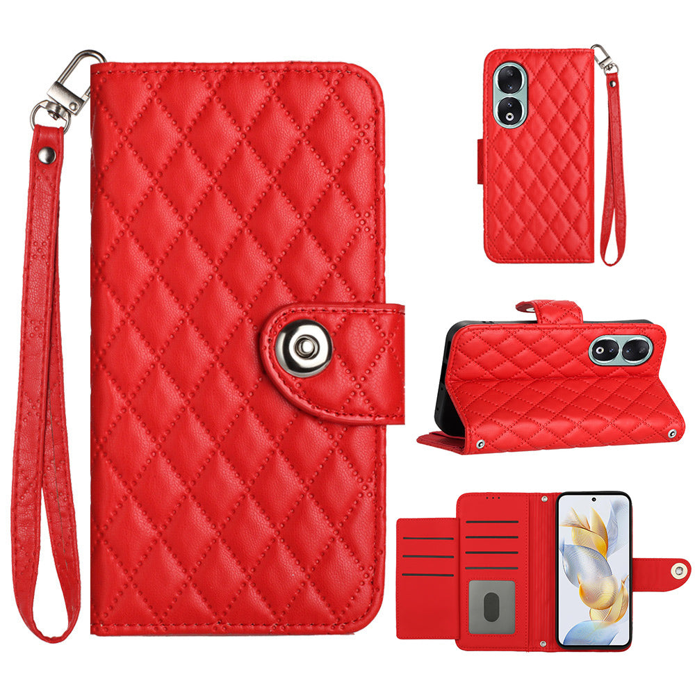 YB Imprinting Series-8 for Honor 90 Case Rhombus Imprinted 7 Card Slots Phone Protector