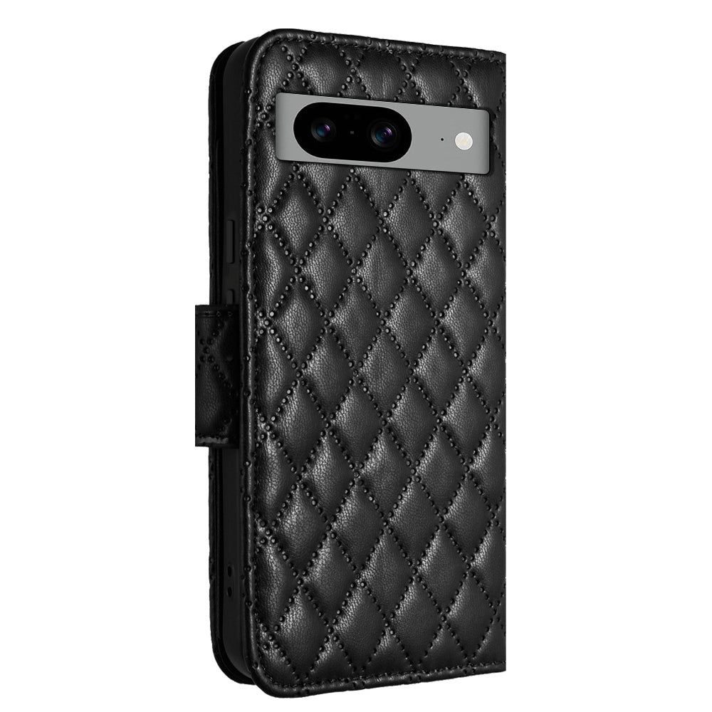 YB Imprinting Series-8 for Google Pixel 8 Magnetic Phone Case Rhombus Imprinted Leather Cover