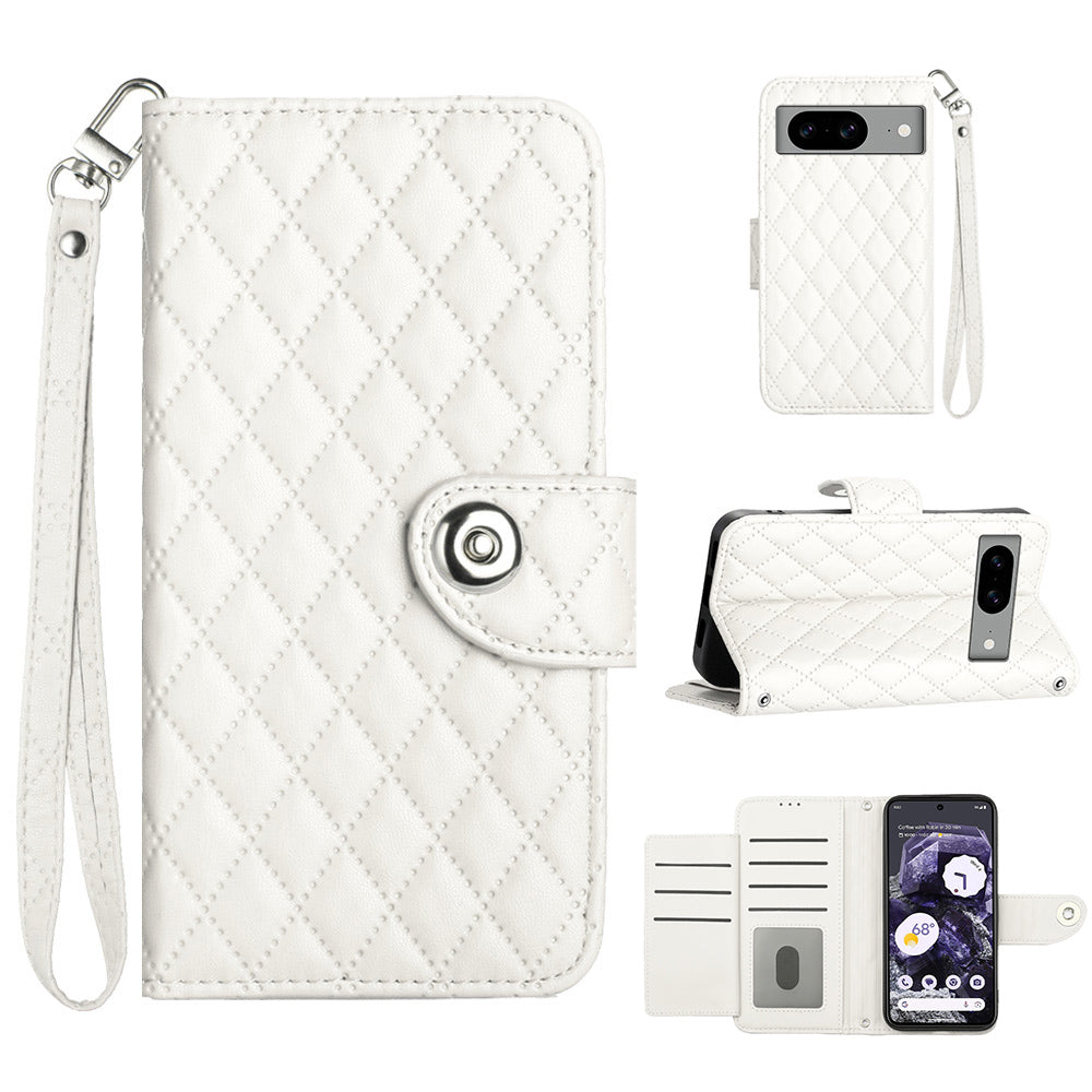 YB Imprinting Series-8 for Google Pixel 8 Magnetic Phone Case Rhombus Imprinted Leather Cover