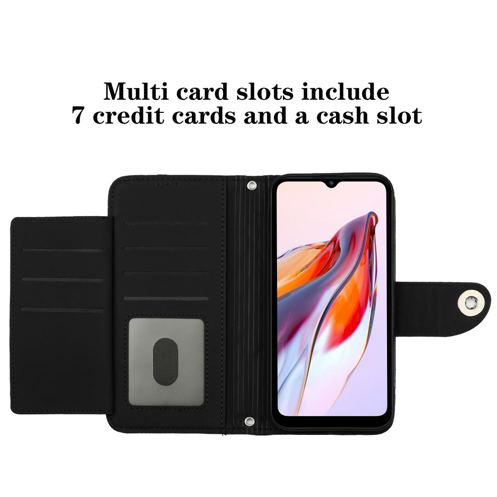 YB Imprinting Series-8 for Xiaomi Redmi 12C 4G / Poco C55 4G Cell Phone Cases Rhombus Imprinted Cover with Wrist Strap