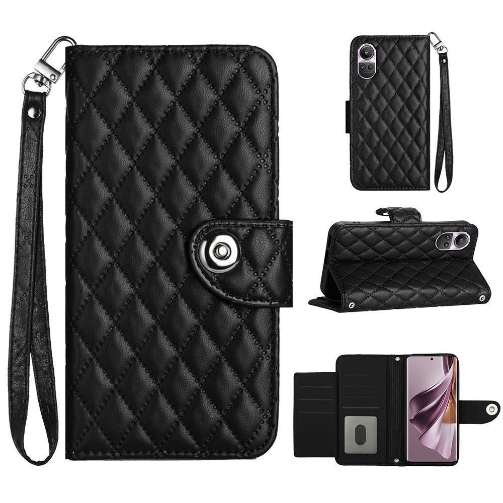 YB Imprinting Series-8 for Oppo Reno10 Pro 5G (Global) / Reno10 5G (Global) Case Wallet Rhombus Pattern Cover