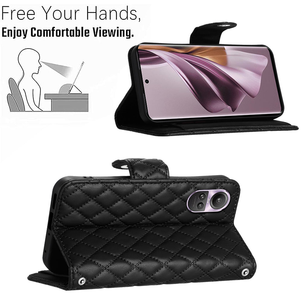 YB Imprinting Series-8 for Oppo Reno10 Pro 5G (Global) / Reno10 5G (Global) Case Wallet Rhombus Pattern Cover