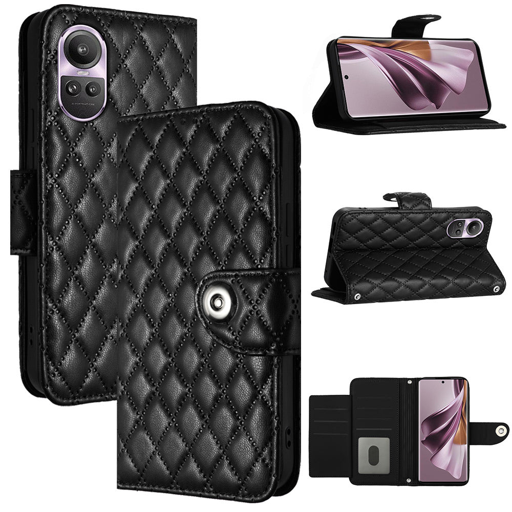 YB Imprinting Series-8 for Oppo Reno10 Pro 5G (Global) / Reno10 5G (Global) Case Wallet Rhombus Pattern Cover