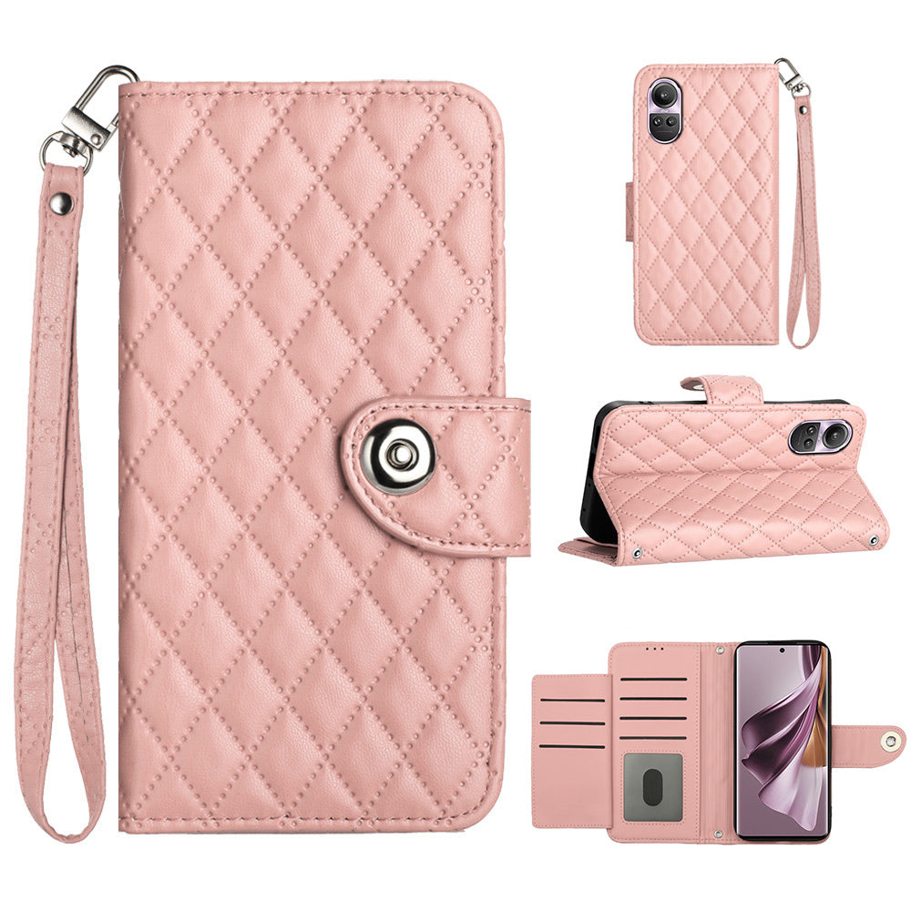 YB Imprinting Series-8 for Oppo Reno10 Pro 5G (Global) / Reno10 5G (Global) Case Wallet Rhombus Pattern Cover