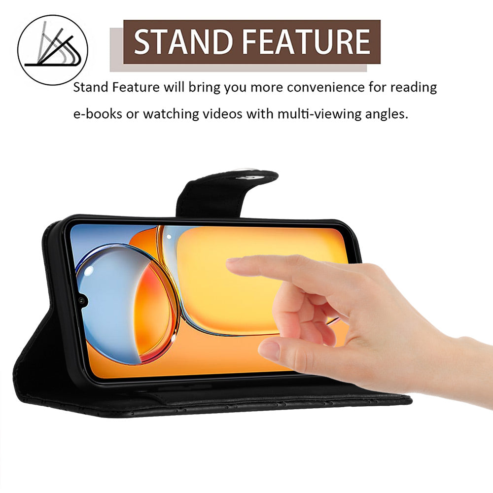 YB Imprinting Series-8 for Xiaomi Redmi 13C 4G / Poco C65 4G Case Rhombus Wallet Smart Phone Protector