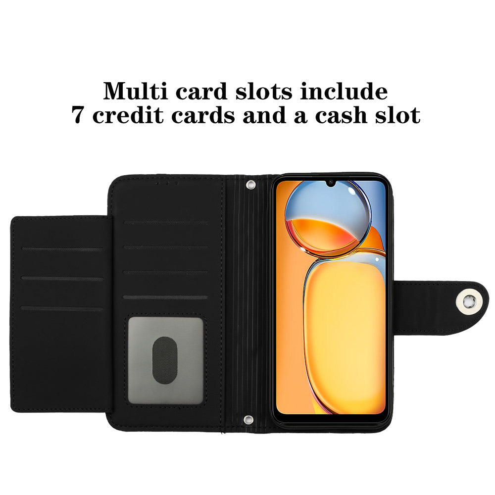 YB Imprinting Series-8 for Xiaomi Redmi 13C 4G / Poco C65 4G Case Rhombus Wallet Smart Phone Protector