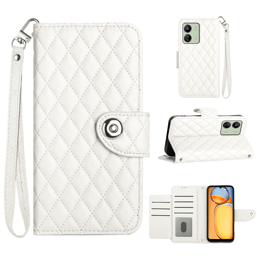 YB Imprinting Series-8 for Xiaomi Redmi 13C 4G / Poco C65 4G Case Rhombus Wallet Smart Phone Protector