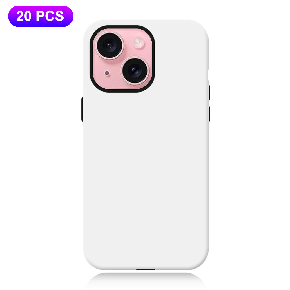 20Pcs  /  Pack For iPhone 15 TPU+PC Case 3D Sublimation Blank Glossy Phone Cover
