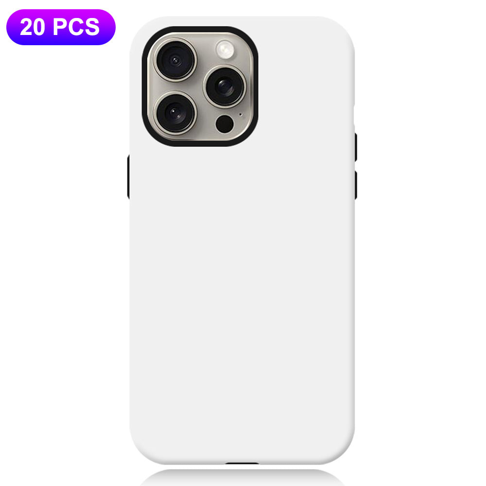 20Pcs  /  Pack For iPhone 15 Pro Max Case DIY Heat Transfer Printing TPU+PC Protective Shell