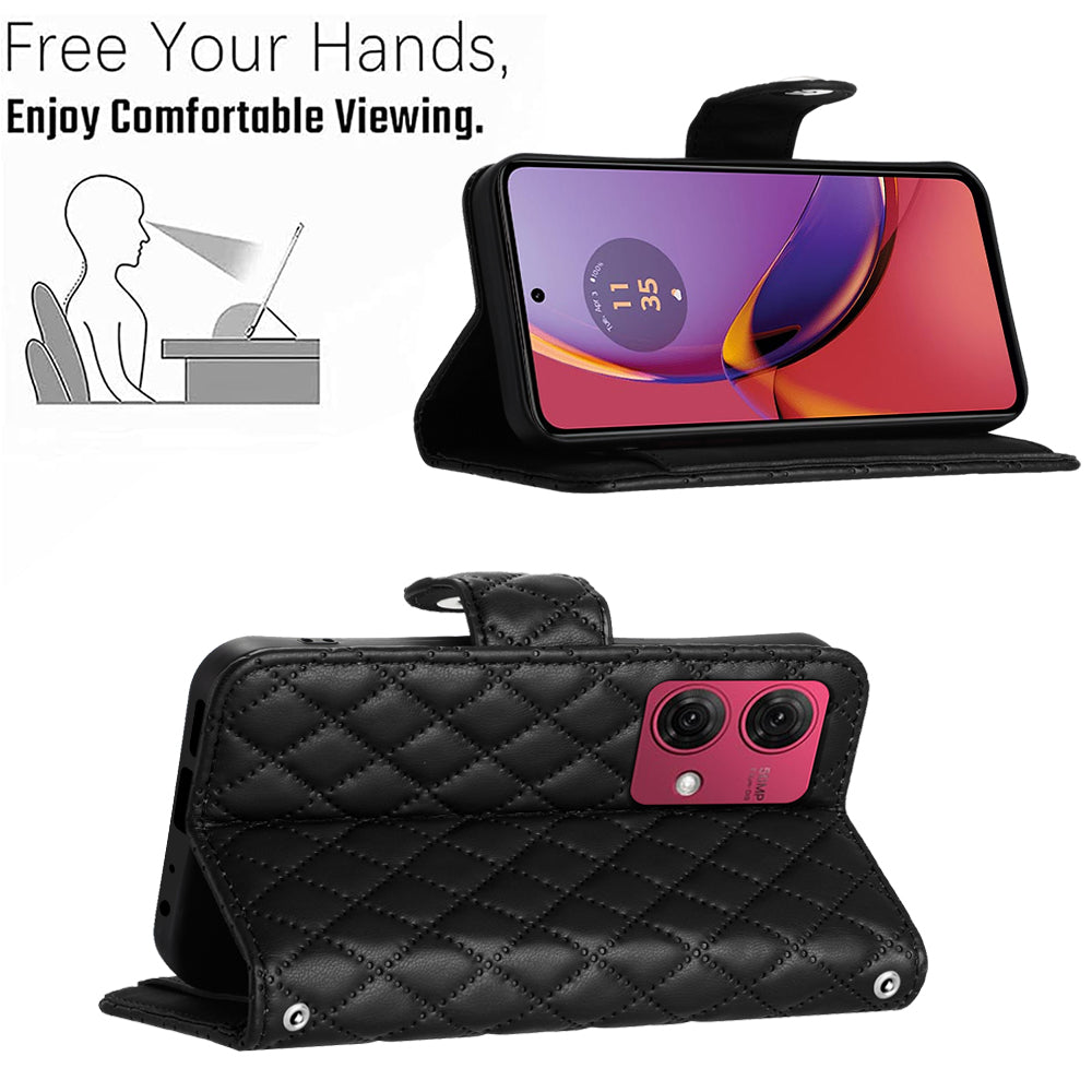 YB Imprinting Series-8 for Motorola Moto G84 5G Magnetic Phone Case Wallet Anti-scratch Cover with 7 Card Slots