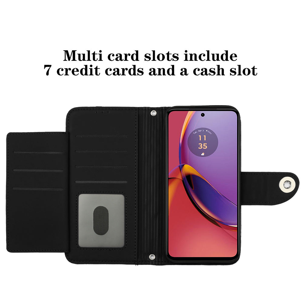 YB Imprinting Series-8 for Motorola Moto G84 5G Magnetic Phone Case Wallet Anti-scratch Cover with 7 Card Slots