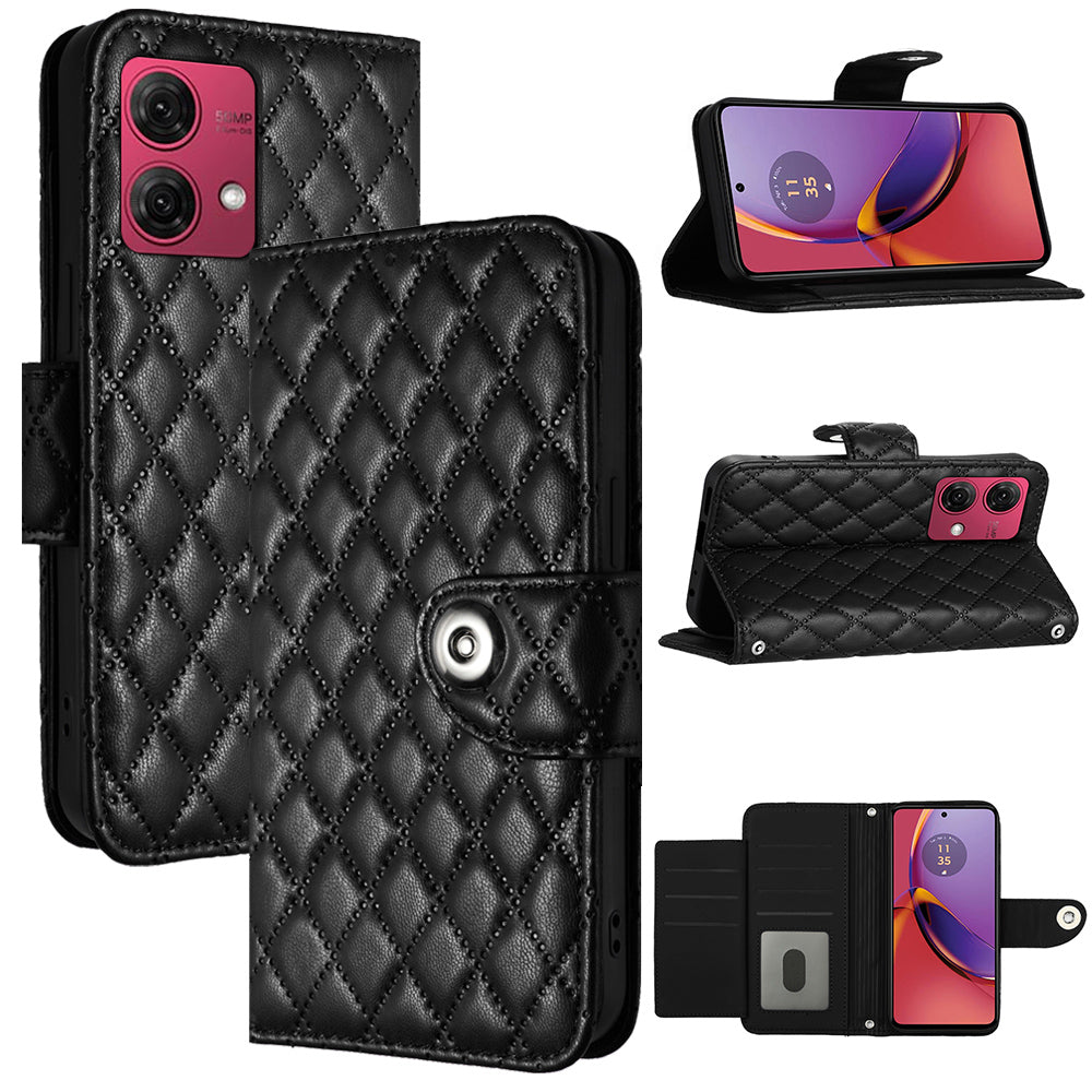 YB Imprinting Series-8 for Motorola Moto G84 5G Magnetic Phone Case Wallet Anti-scratch Cover with 7 Card Slots