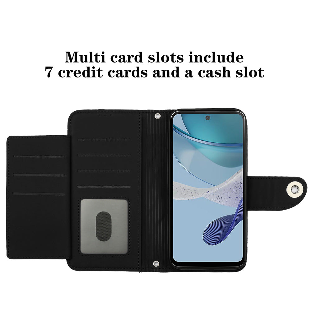 YB Imprinting Series-8 for Motorola Moto G53 5G / G23 4G / G13 4G Wallet Case Leather Phone Cover