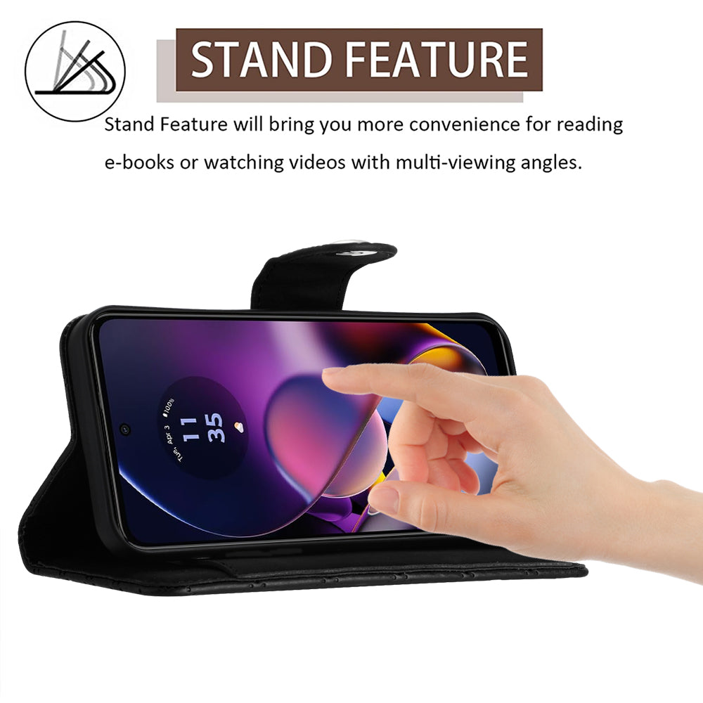 YB Imprinting Series-8 for Motorola Moto G54 5G Case PU Leather Wallet Stand Cover with 7 Card Slots