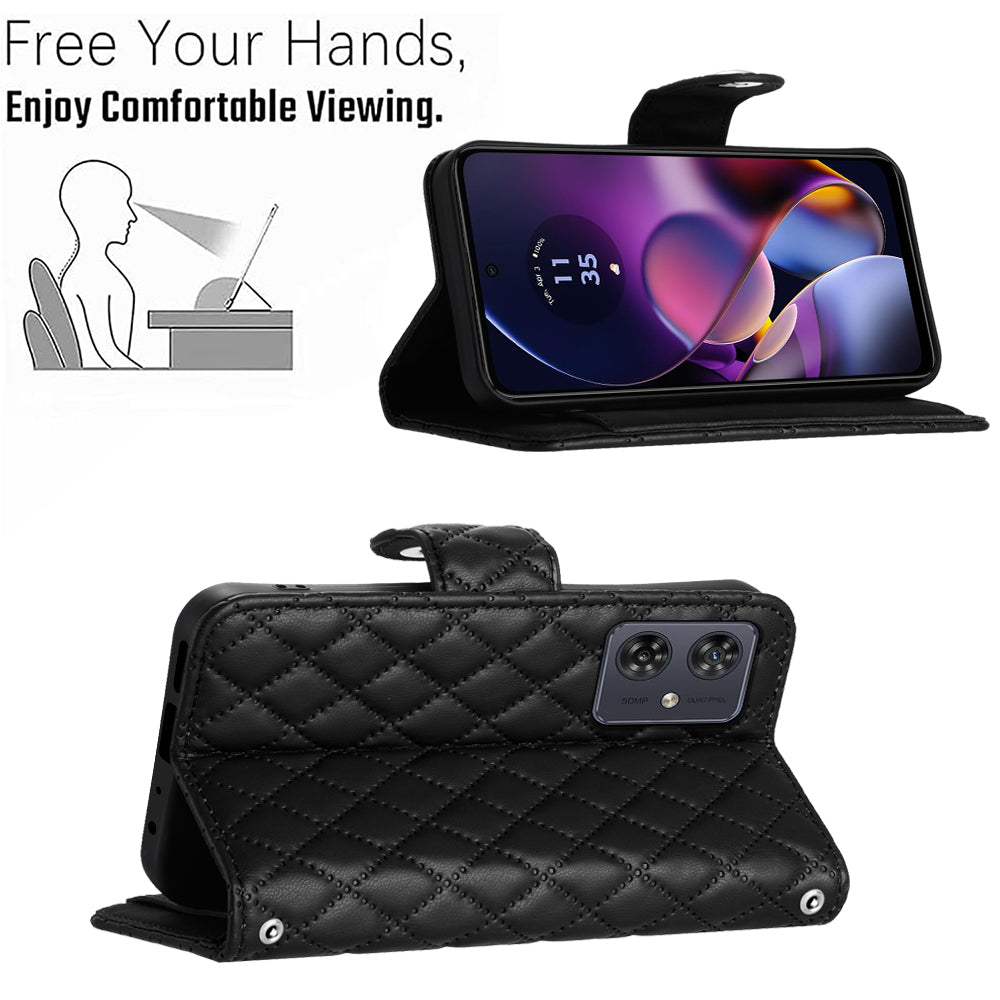 YB Imprinting Series-8 for Motorola Moto G54 5G Case PU Leather Wallet Stand Cover with 7 Card Slots