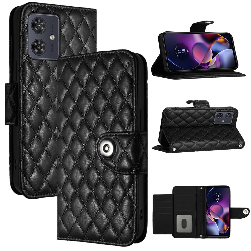 YB Imprinting Series-8 for Motorola Moto G54 5G Case PU Leather Wallet Stand Cover with 7 Card Slots