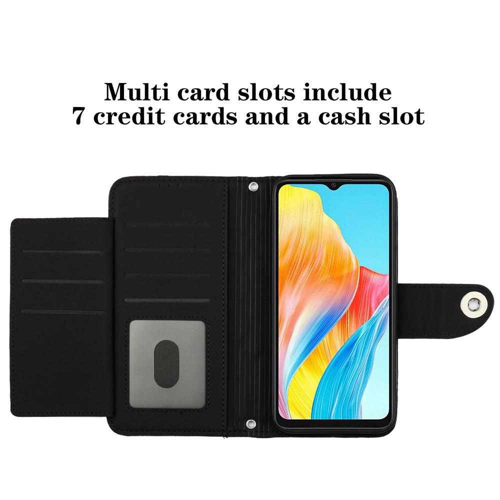 YB Imprinting Series-8 for Oppo A38 4G / A18 4G Case with 7 Card Slots Leather Wallet Phone Cover
