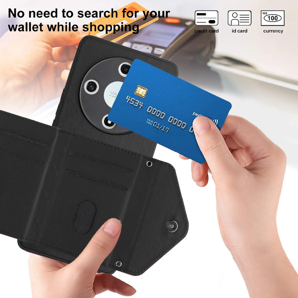 YB Leather Coating Series-8 For Honor X9b 5G / Magic6 Lite 5G Kickstand Case RFID Blocking Card Slots Phone Cover